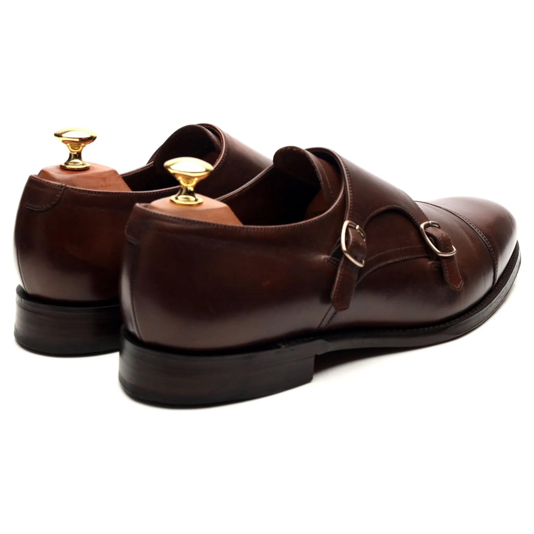 1880 'Cannon' Dark Brown Suede Double Monk Strap UK 9 F