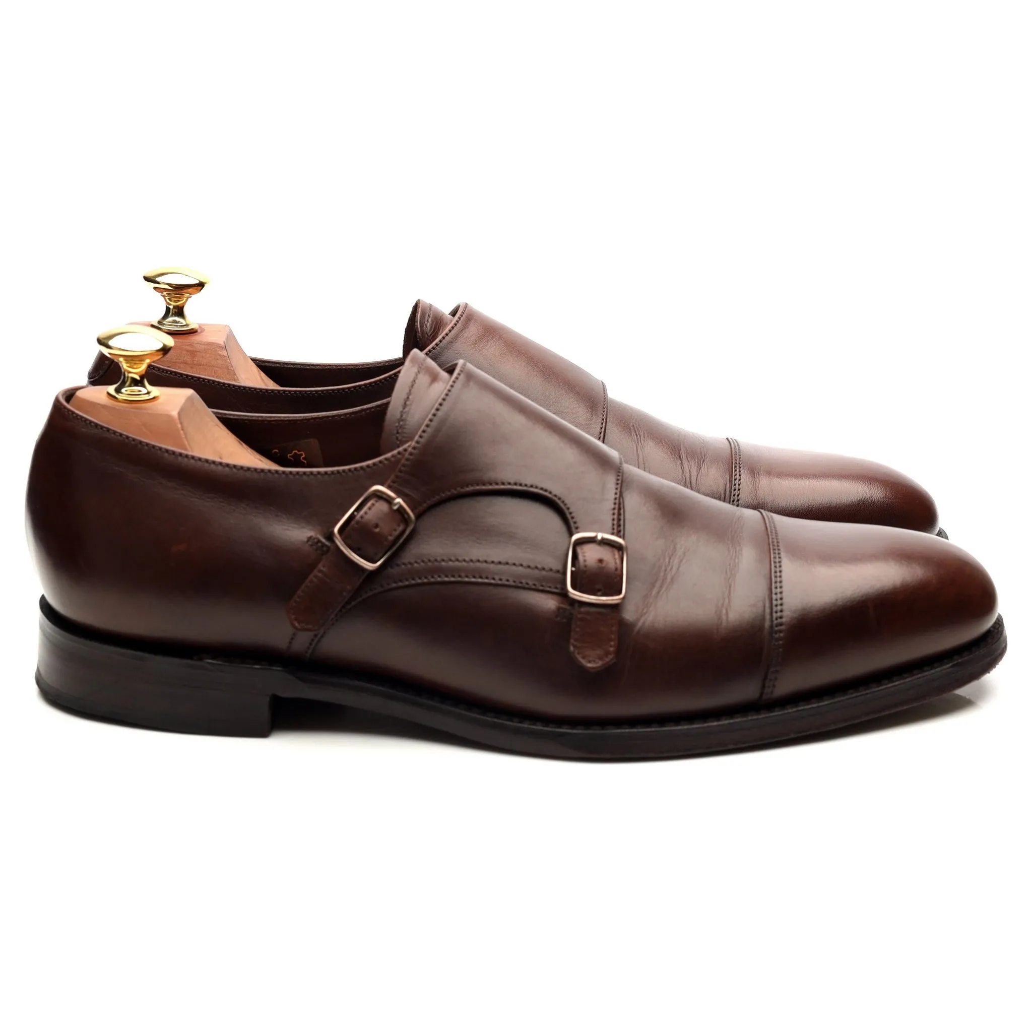 1880 'Cannon' Dark Brown Suede Double Monk Strap UK 9 F