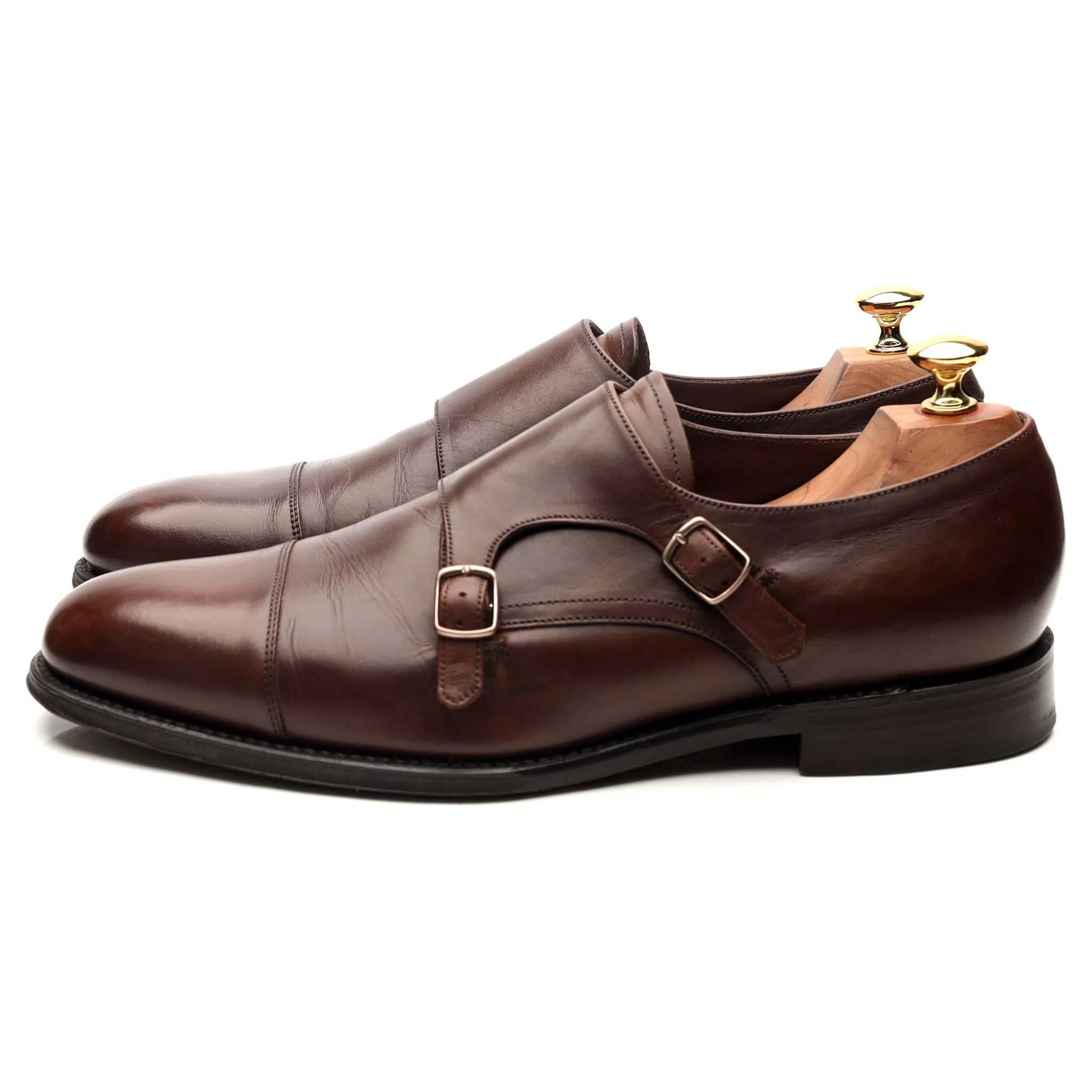1880 'Cannon' Dark Brown Suede Double Monk Strap UK 9 F