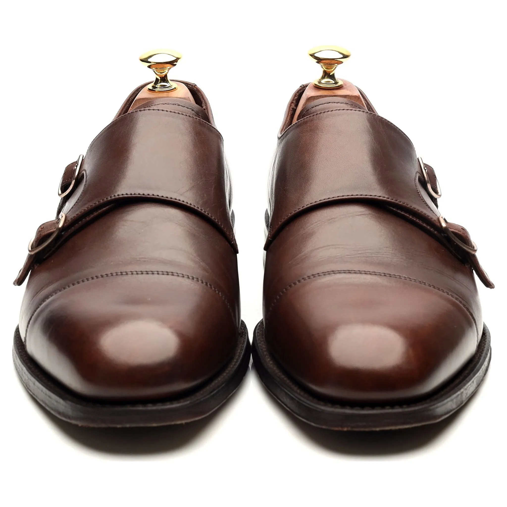 1880 'Cannon' Dark Brown Suede Double Monk Strap UK 9 F