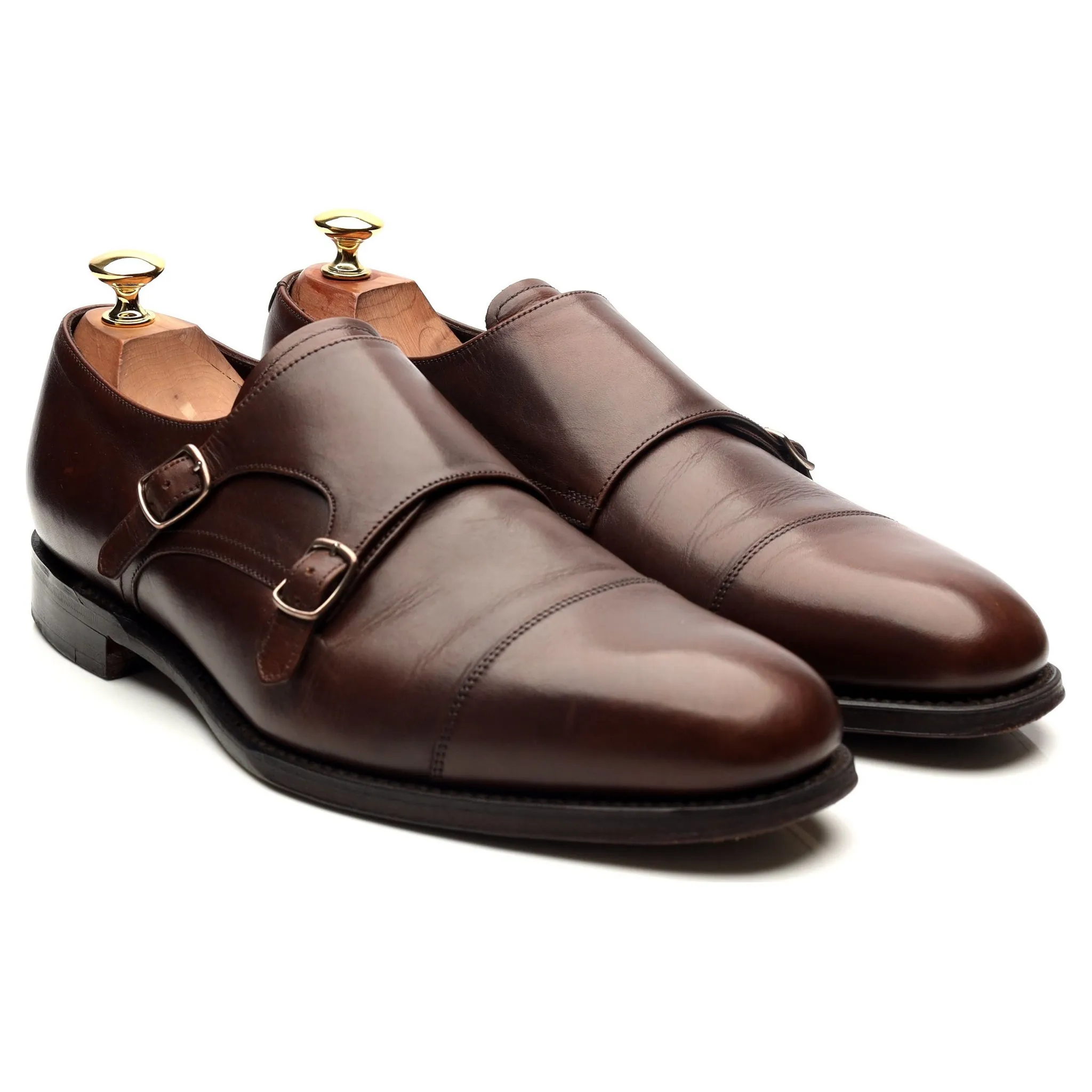 1880 'Cannon' Dark Brown Suede Double Monk Strap UK 9 F