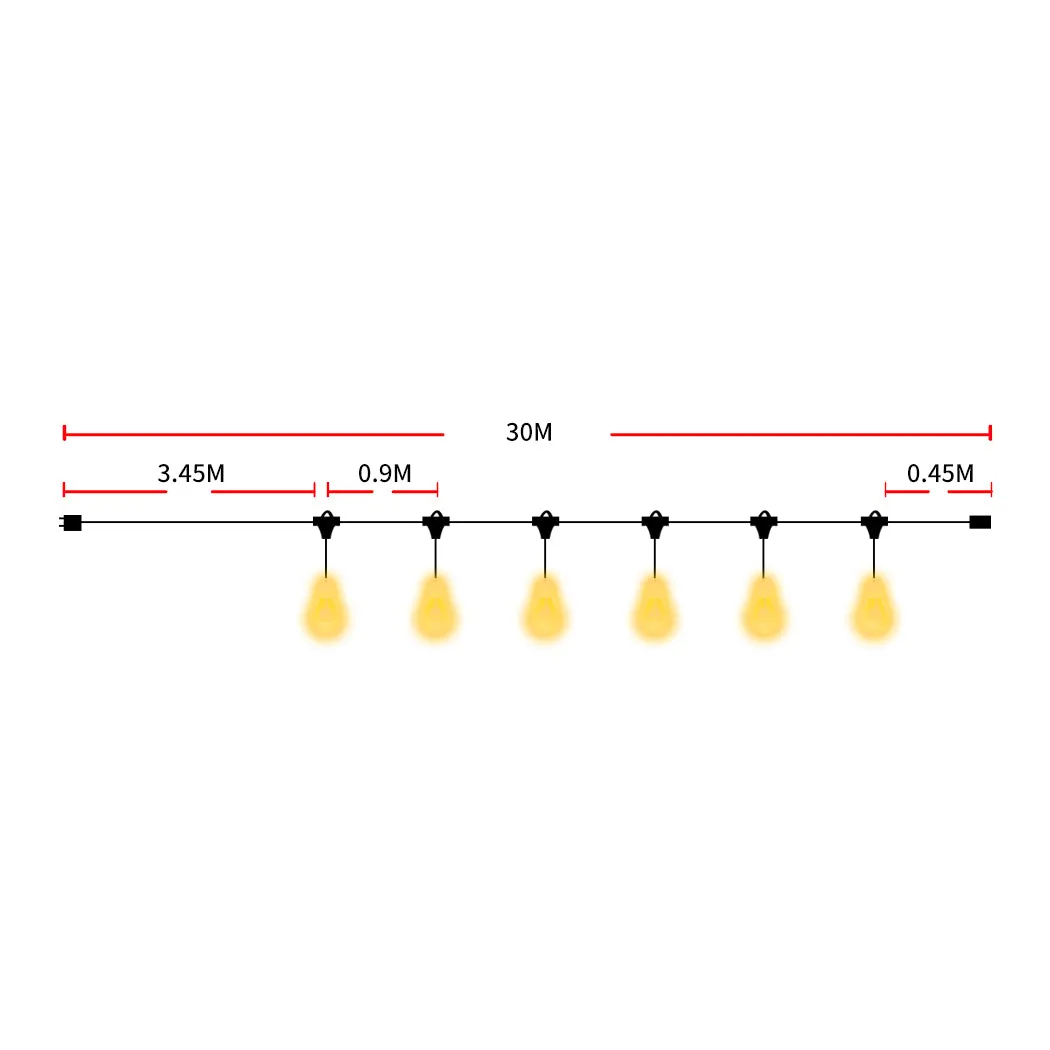 30M Festoon String Lights Xmas Wedding Party Waterproof Garden Outdoor