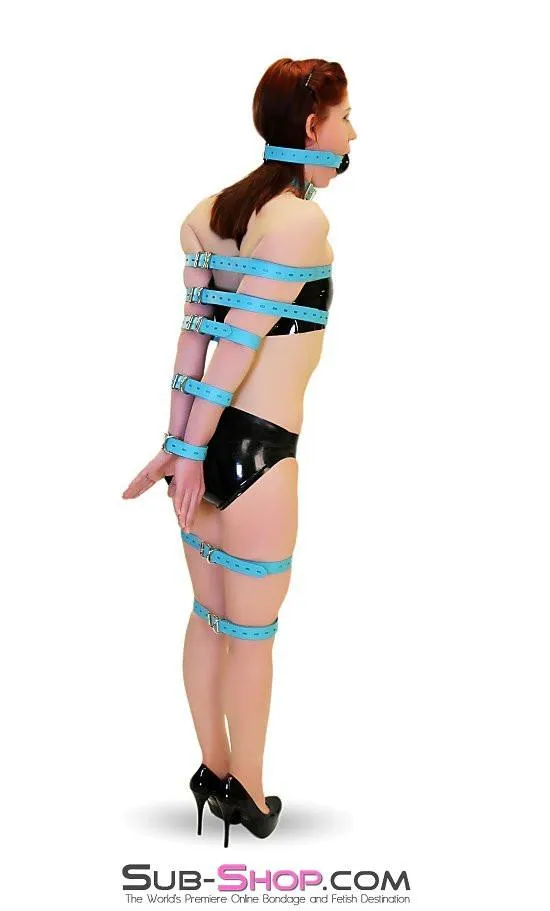 5706A      Locking Bondage Straps, Diamond Blue Leather - 4 Sizes!