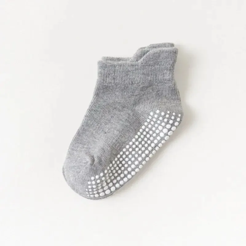 6 Pair Cotton Baby Anti-slip Boat Socks For Boys Girls Low Cut Floor Kids Toddler Sock With Rubber Grips For 0-7Years