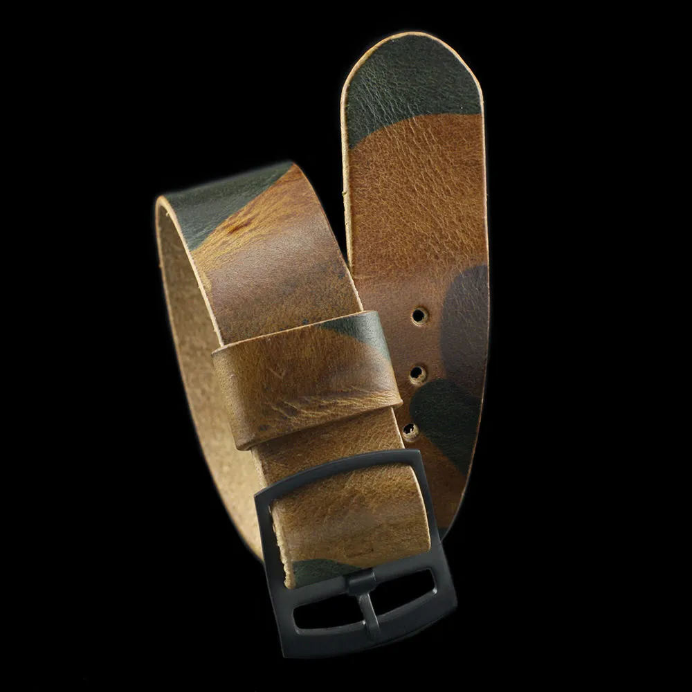 Adjustable One-Piece Leather Watch Strap, Military 101
