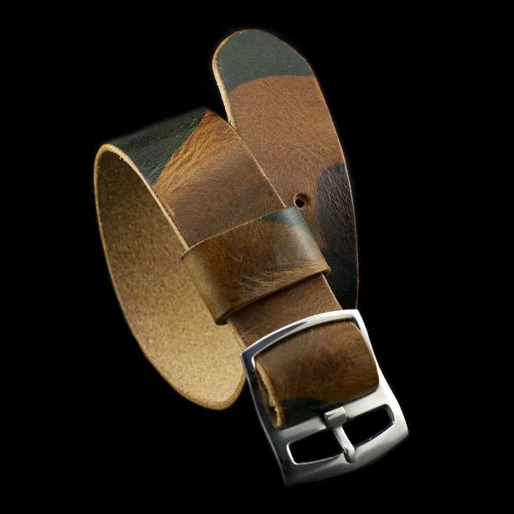 Adjustable One-Piece Leather Watch Strap, Military 101