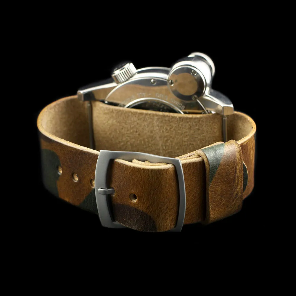 Adjustable One-Piece Leather Watch Strap, Military 101