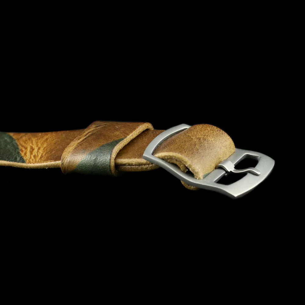 Adjustable One-Piece Leather Watch Strap, Military 101