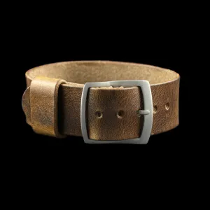 Adjustable One-Piece Leather Watch Strap, Military 102