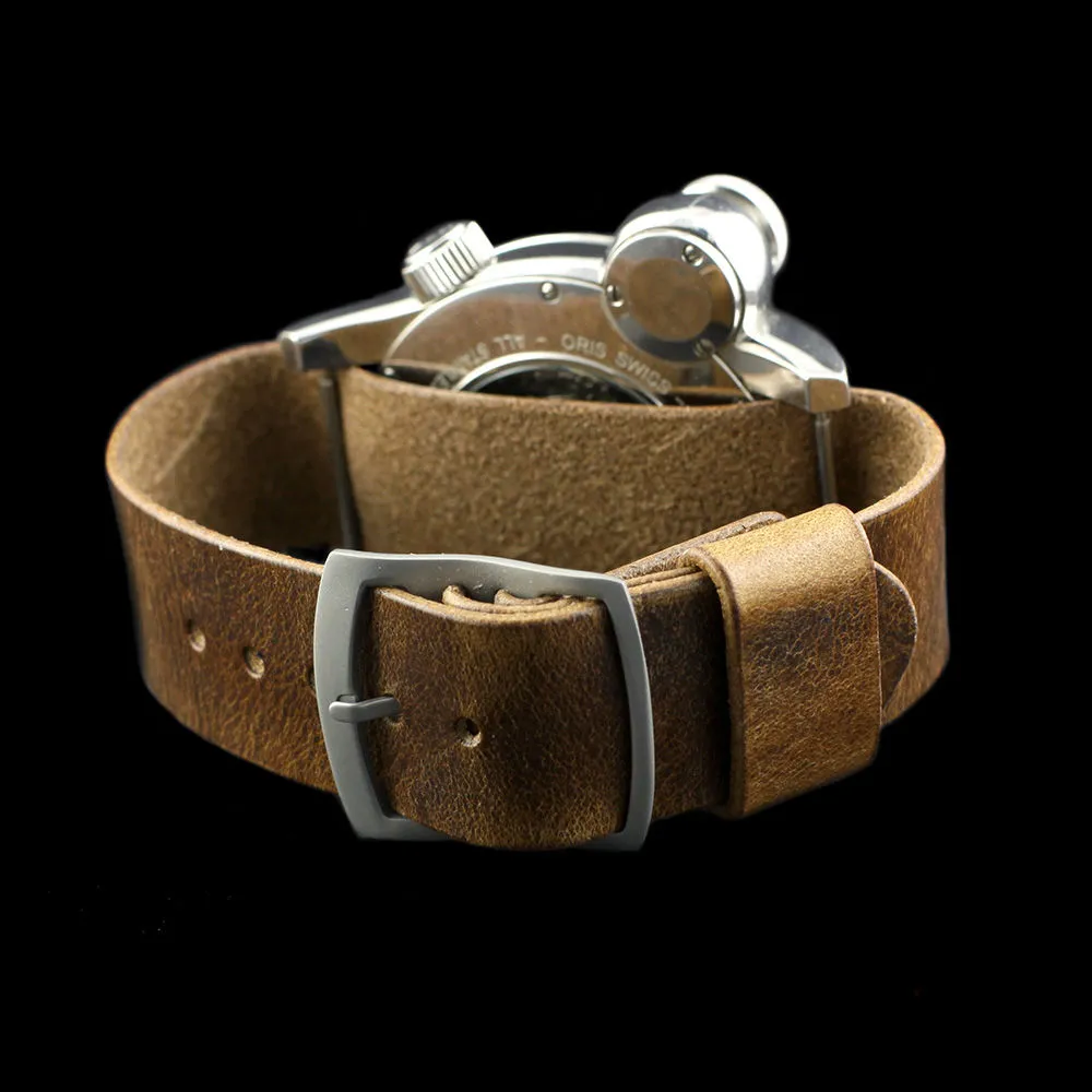 Adjustable One-Piece Leather Watch Strap, Military 102