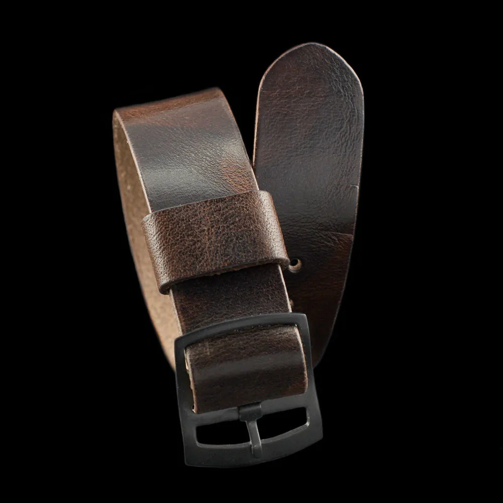 Adjustable One-Piece Leather Watch Strap, Military 103