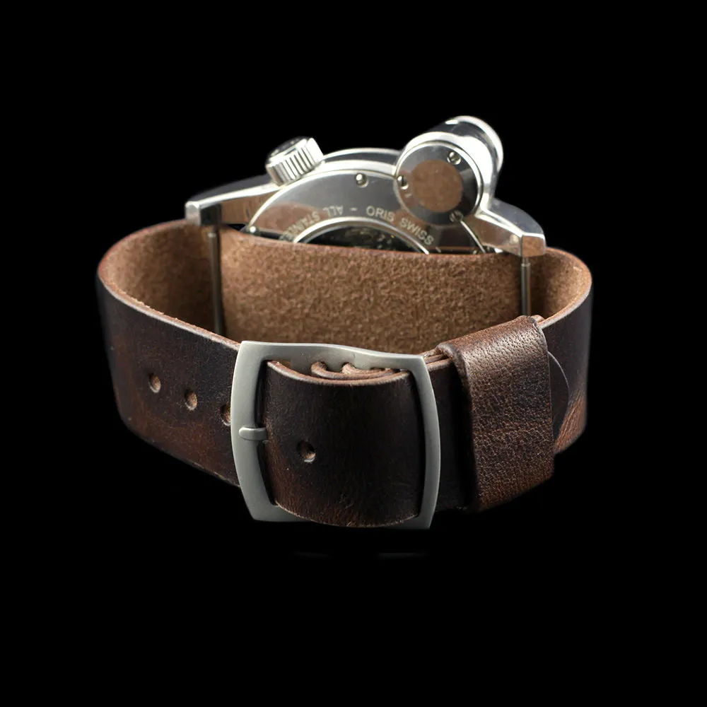 Adjustable One-Piece Leather Watch Strap, Military 103