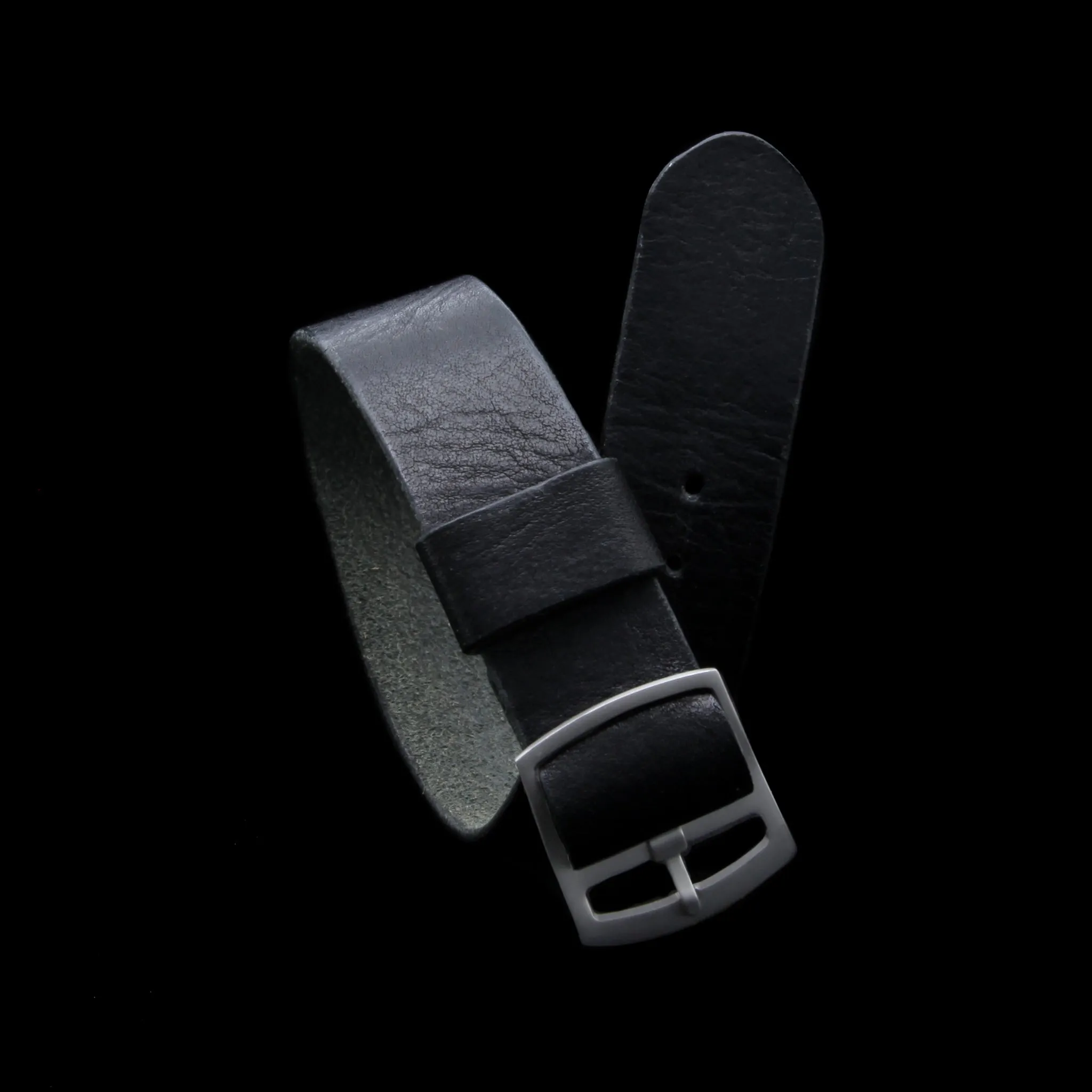 Adjustable One-Piece Leather Watch Strap, Vintage Nero