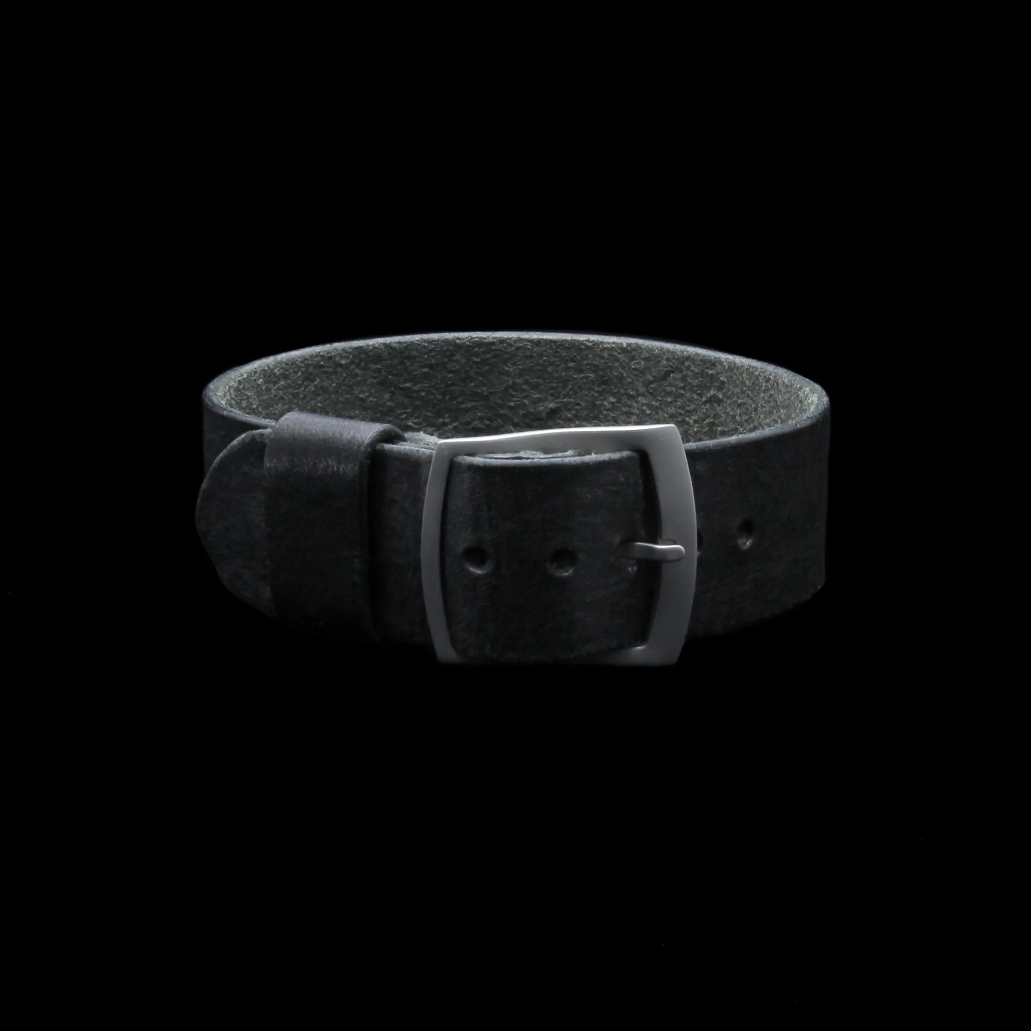 Adjustable One-Piece Leather Watch Strap, Vintage Nero