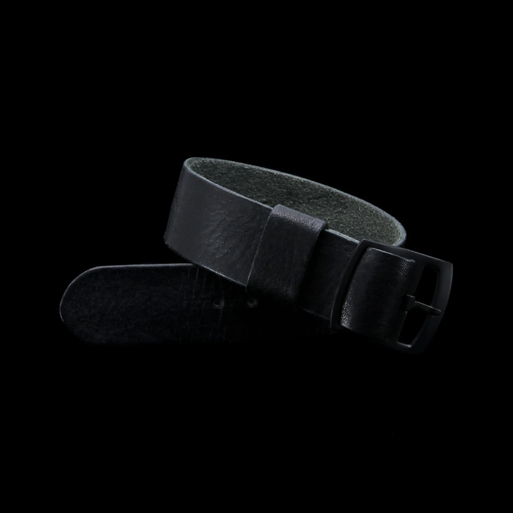 Adjustable One-Piece Leather Watch Strap, Vintage Nero