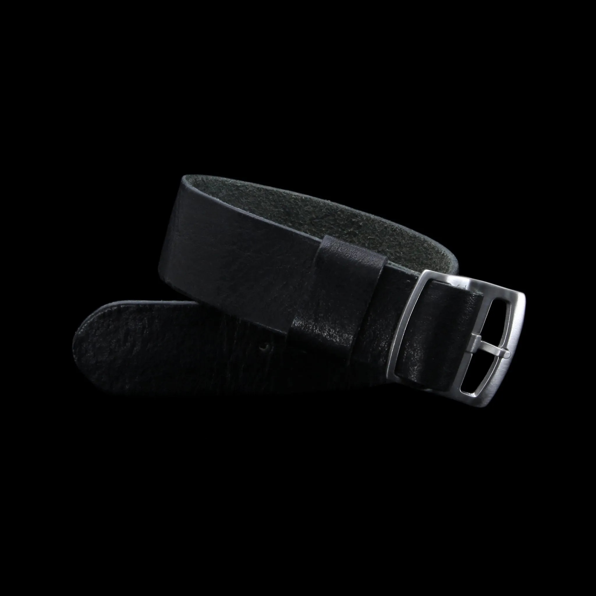 Adjustable One-Piece Leather Watch Strap, Vintage Nero