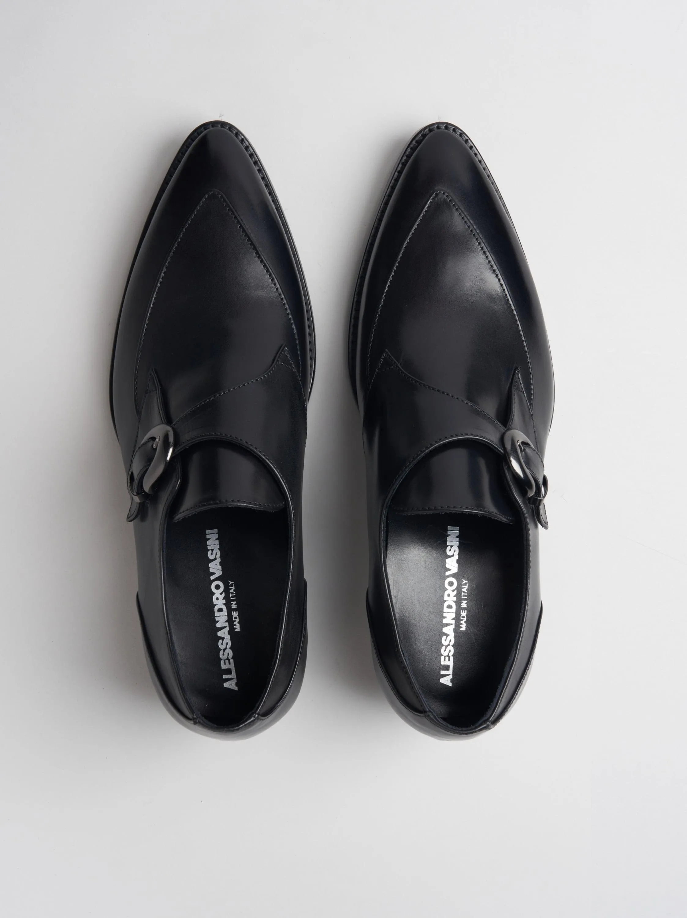 ADRIAN 30MM MONK-STRAP IN BLACK CALFSKIN LEATHER
