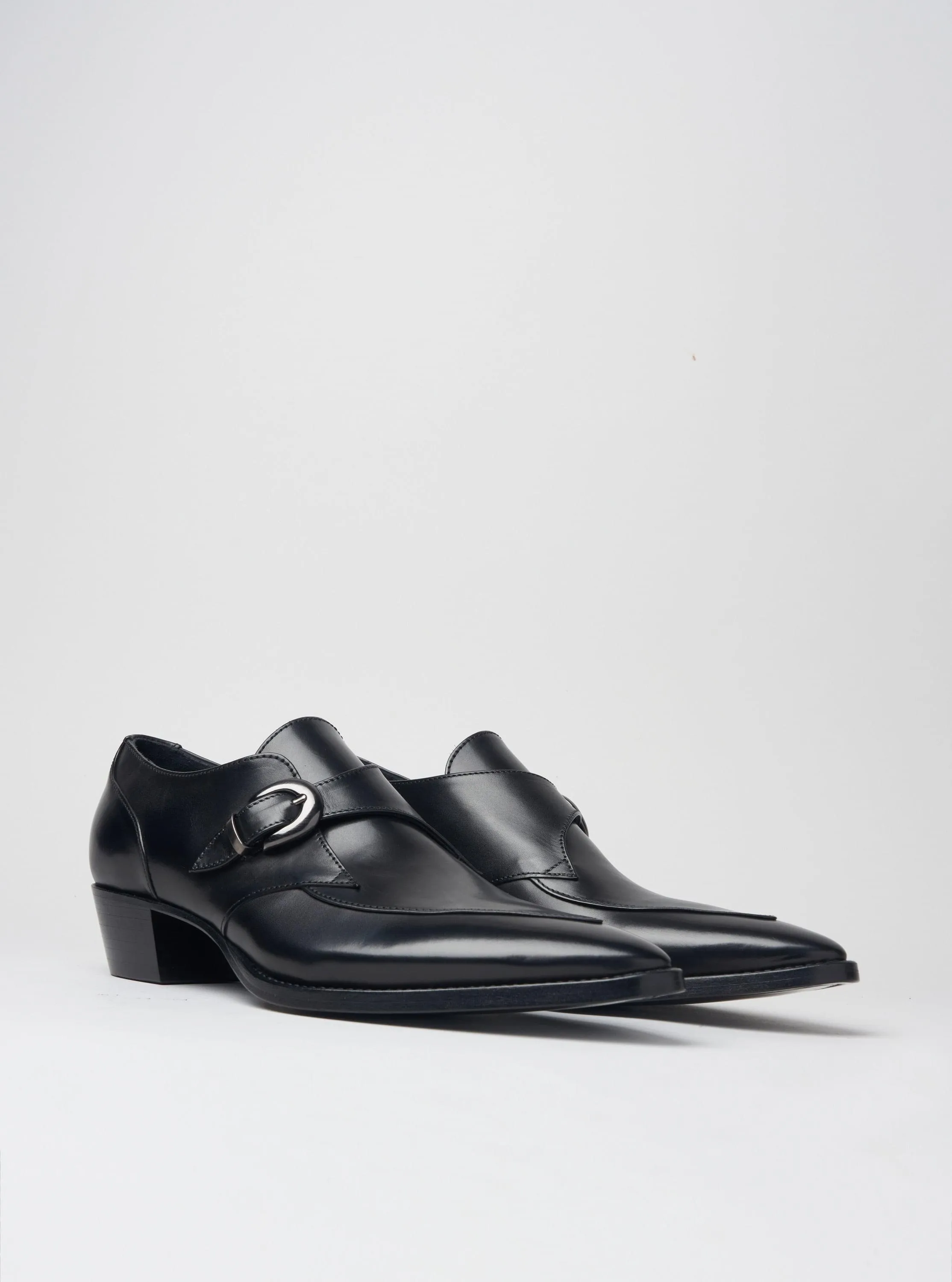 ADRIAN 30MM MONK-STRAP IN BLACK CALFSKIN LEATHER