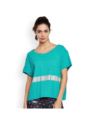 Alcis Women Blue Solid Boxy Training Top AKTRWTE1180302