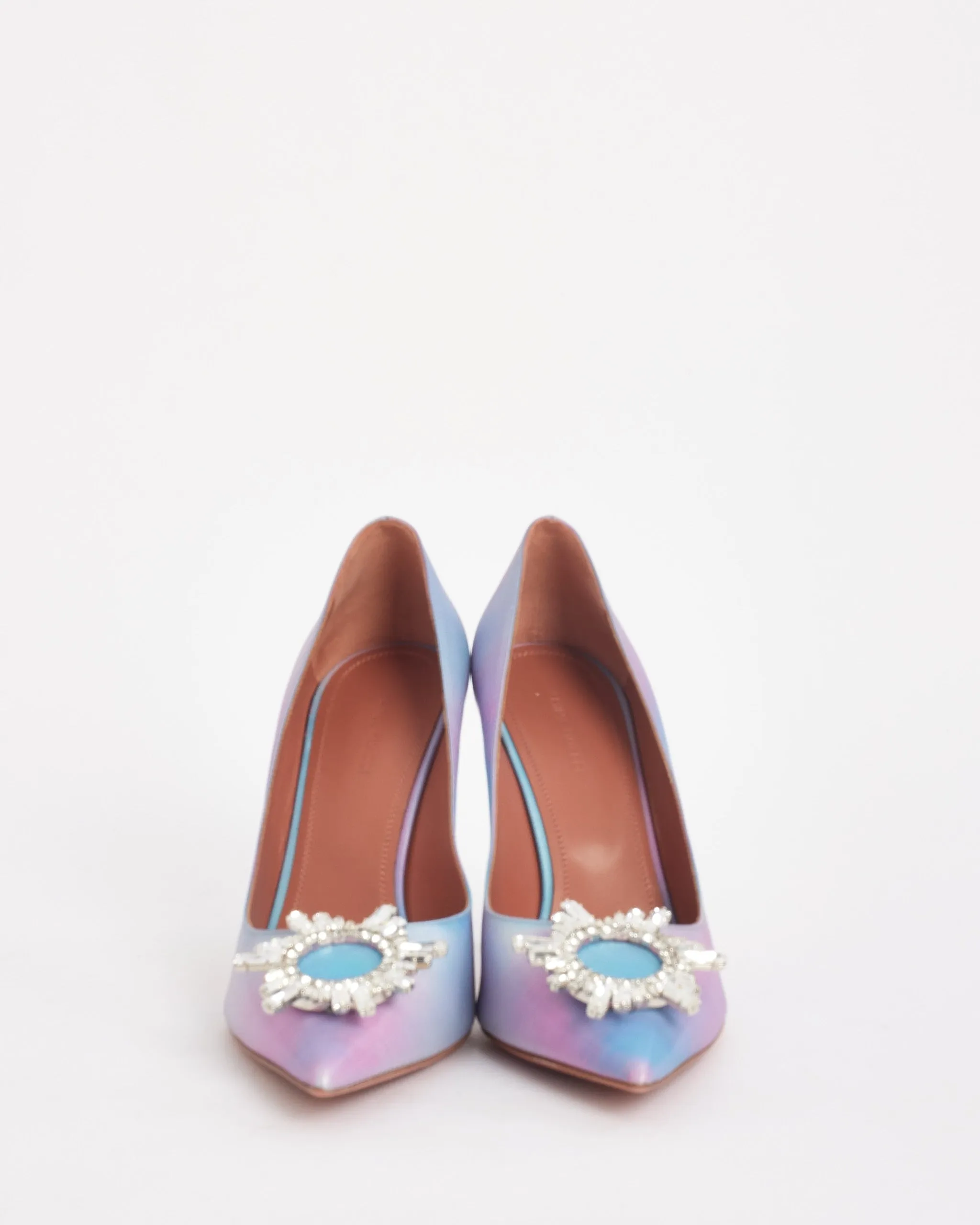 Amina Muadi Pink/Blue Leather Rainbow Fairy Shadow AM Crystal Begum Pumps - 40