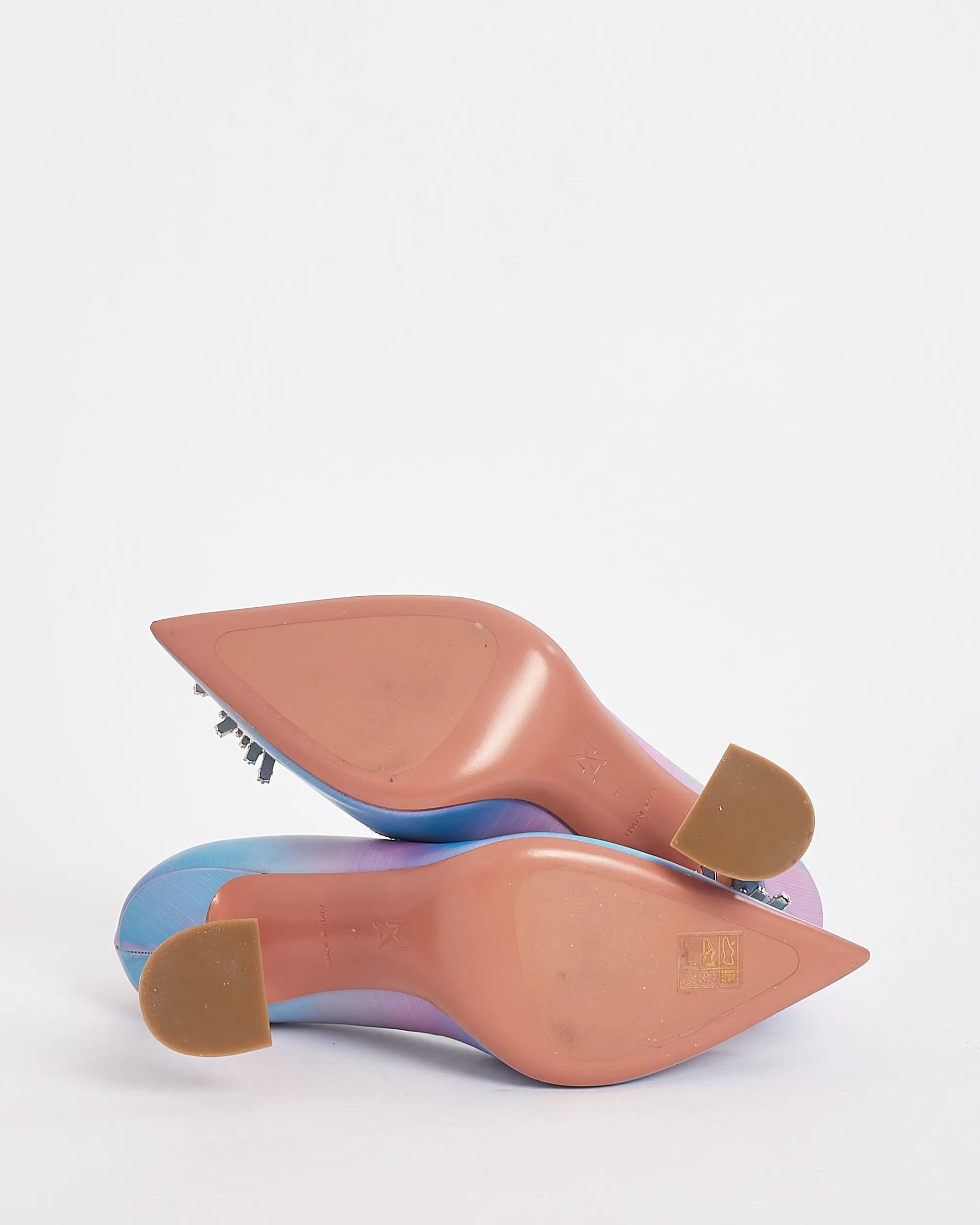 Amina Muadi Pink/Blue Leather Rainbow Fairy Shadow AM Crystal Begum Pumps - 40