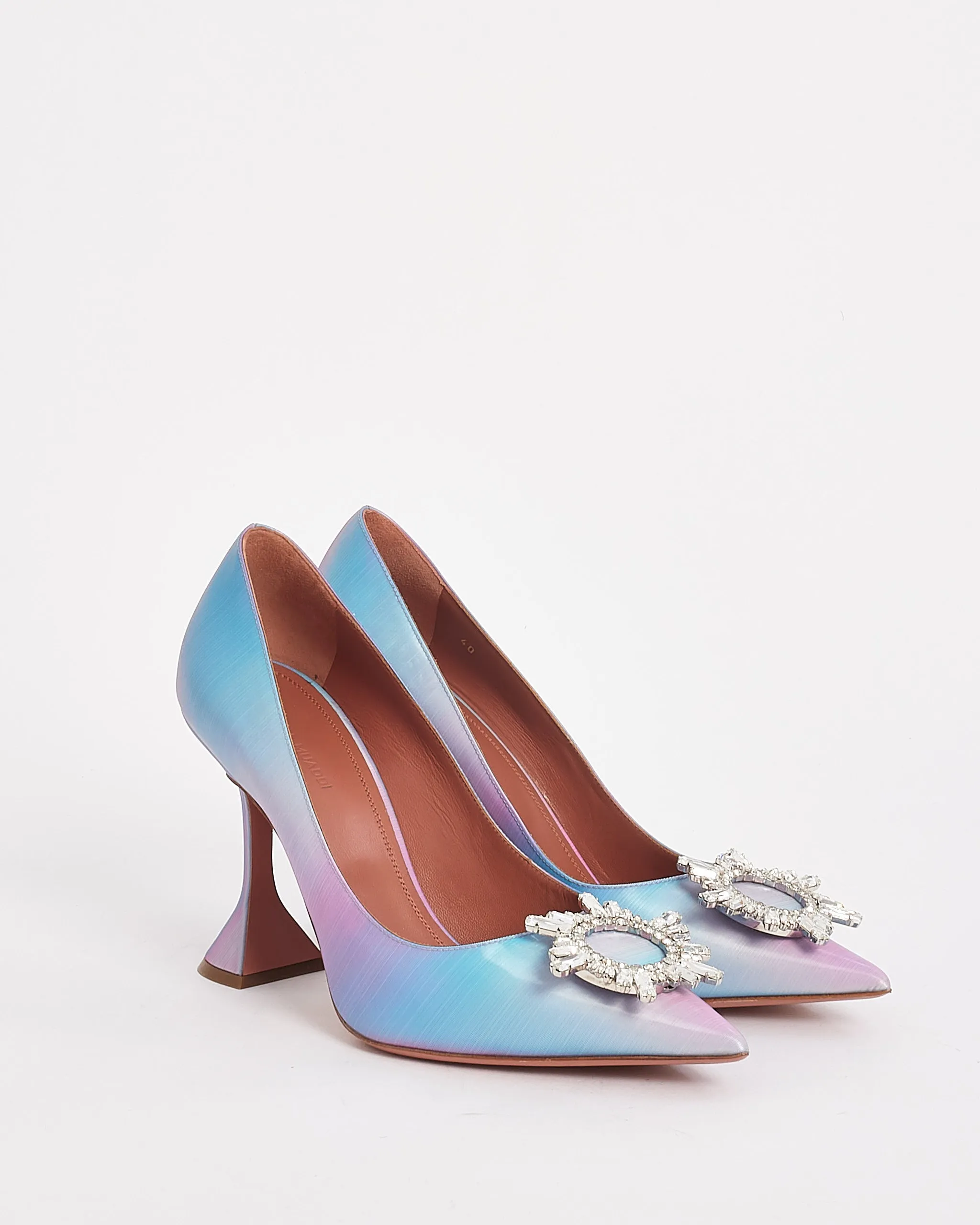 Amina Muadi Pink/Blue Leather Rainbow Fairy Shadow AM Crystal Begum Pumps - 40