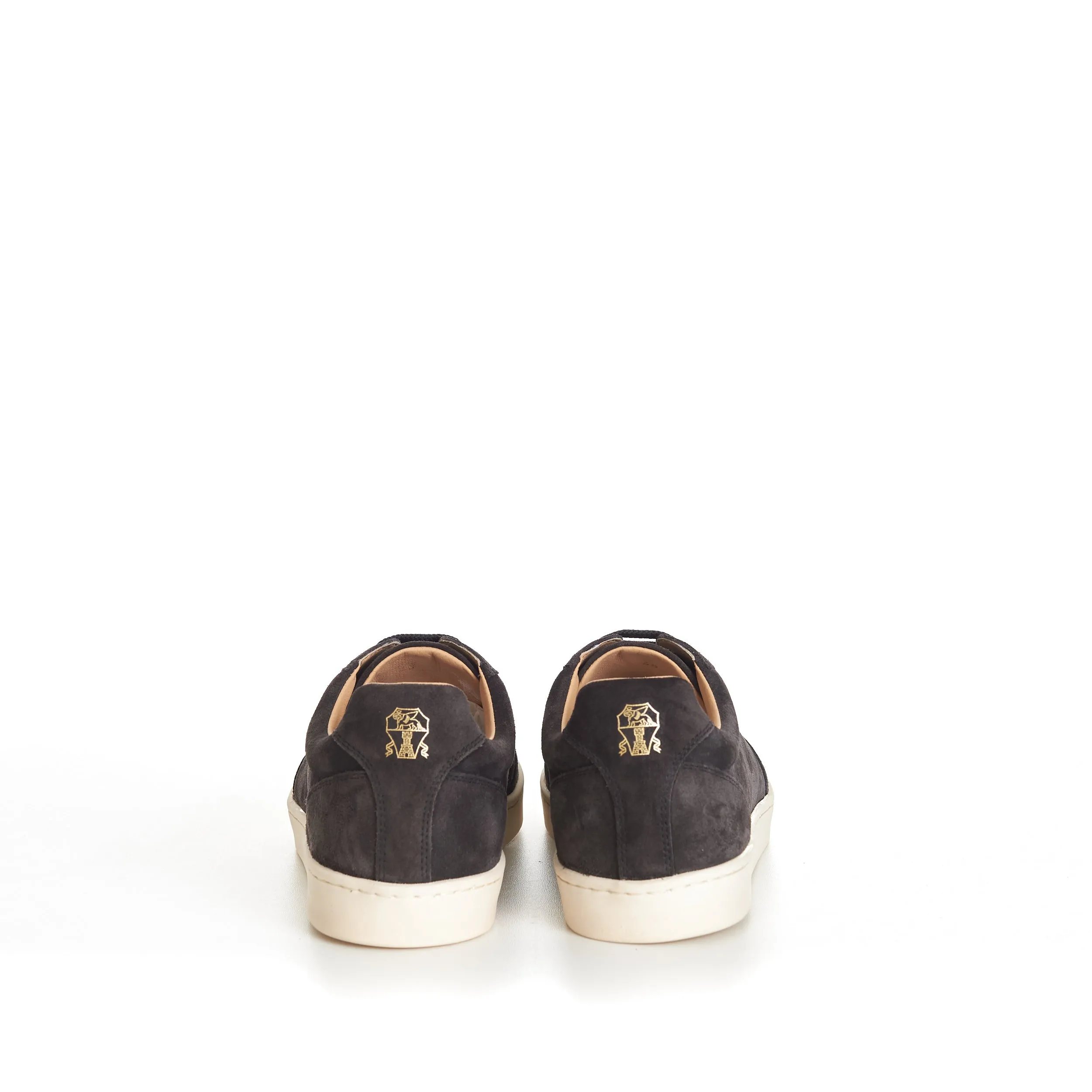 Anthracite Grey Suede Round Toe Lace-Up Sneakers