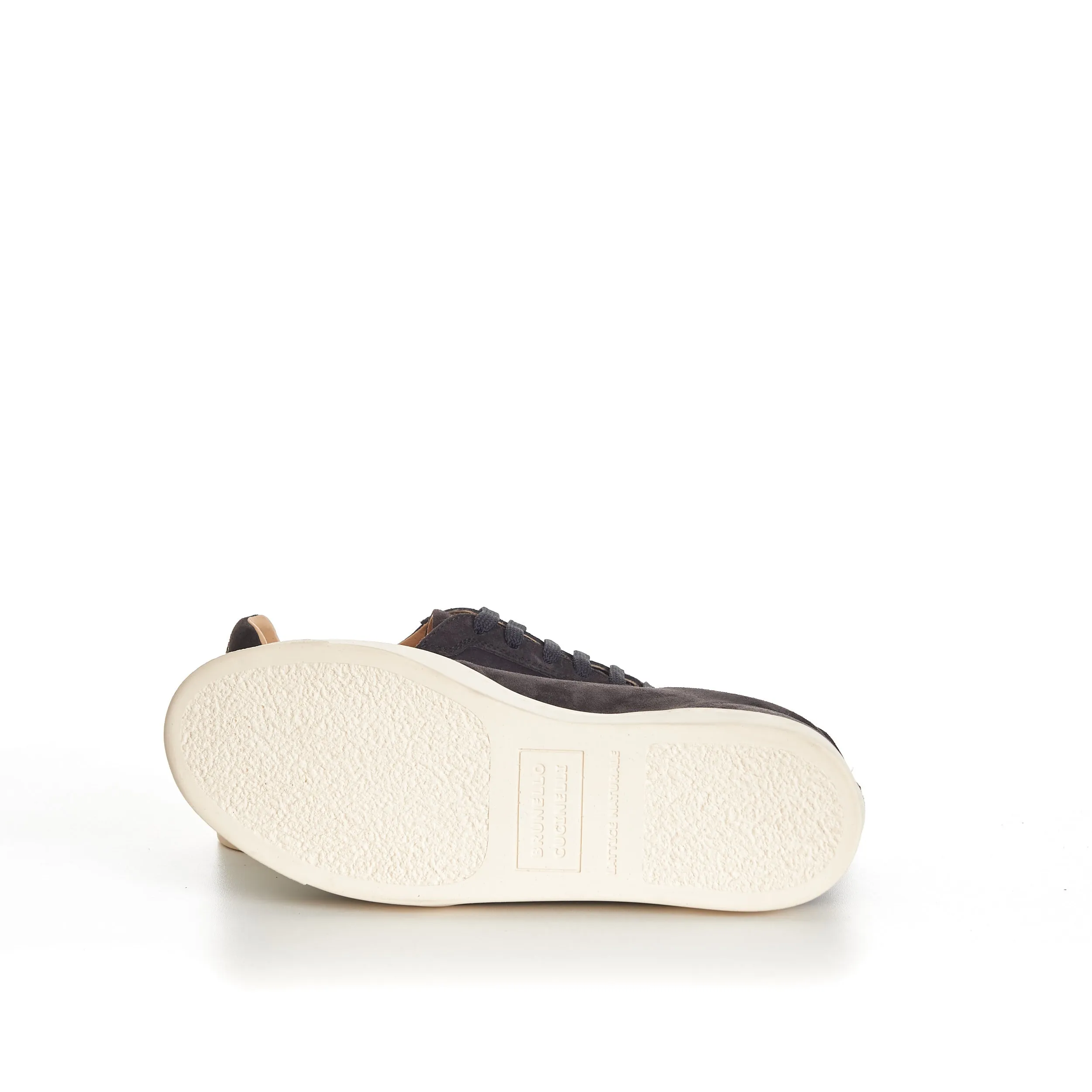 Anthracite Grey Suede Round Toe Lace-Up Sneakers