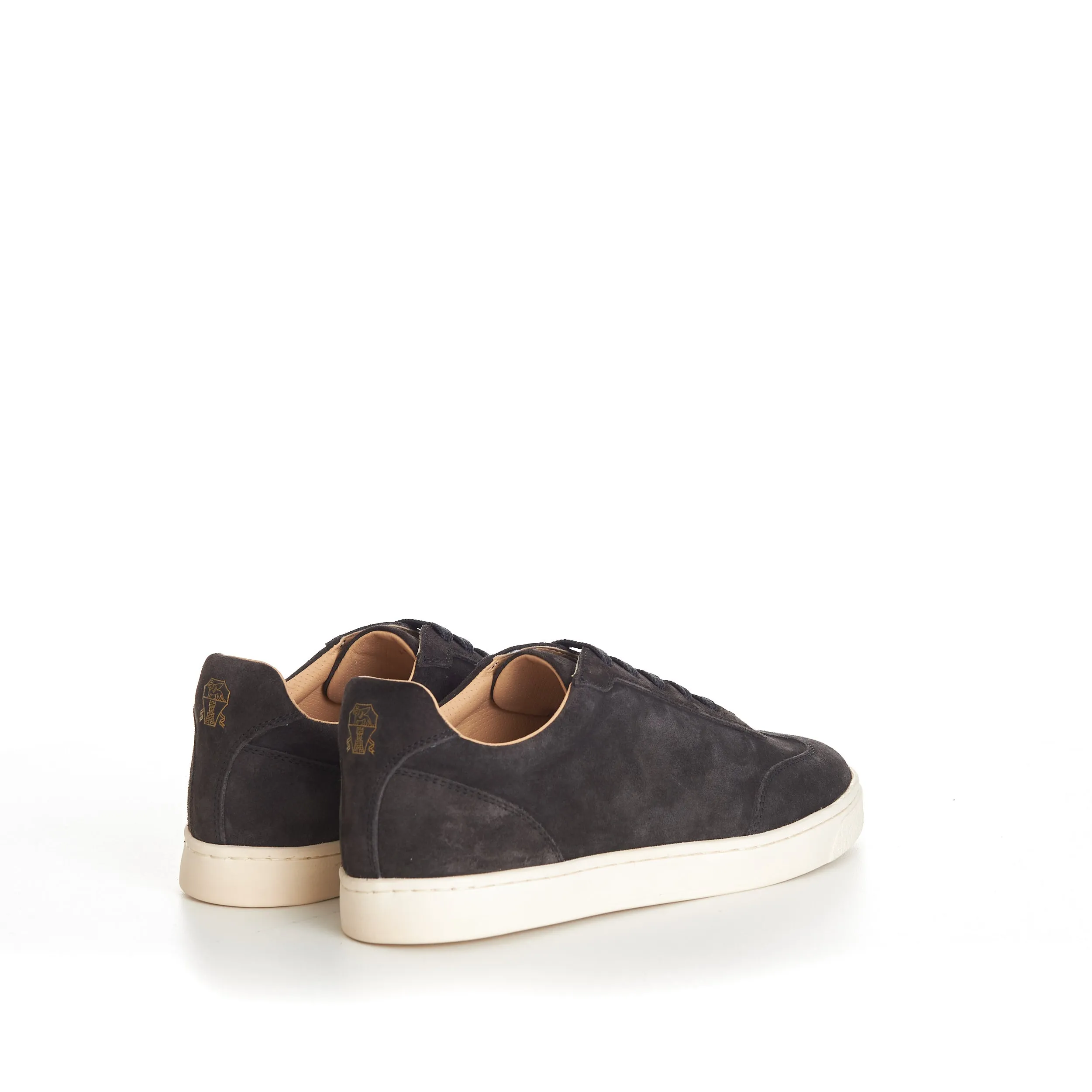 Anthracite Grey Suede Round Toe Lace-Up Sneakers