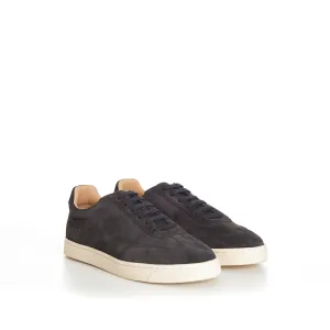 Anthracite Grey Suede Round Toe Lace-Up Sneakers
