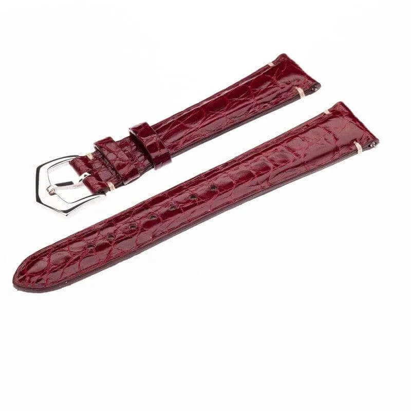 Apple Watch Strap ™  Burgundy Alligator Millennium Minimal Stitches