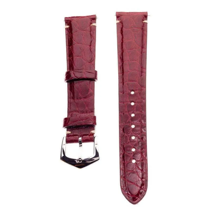 Apple Watch Strap ™  Burgundy Alligator Millennium Minimal Stitches