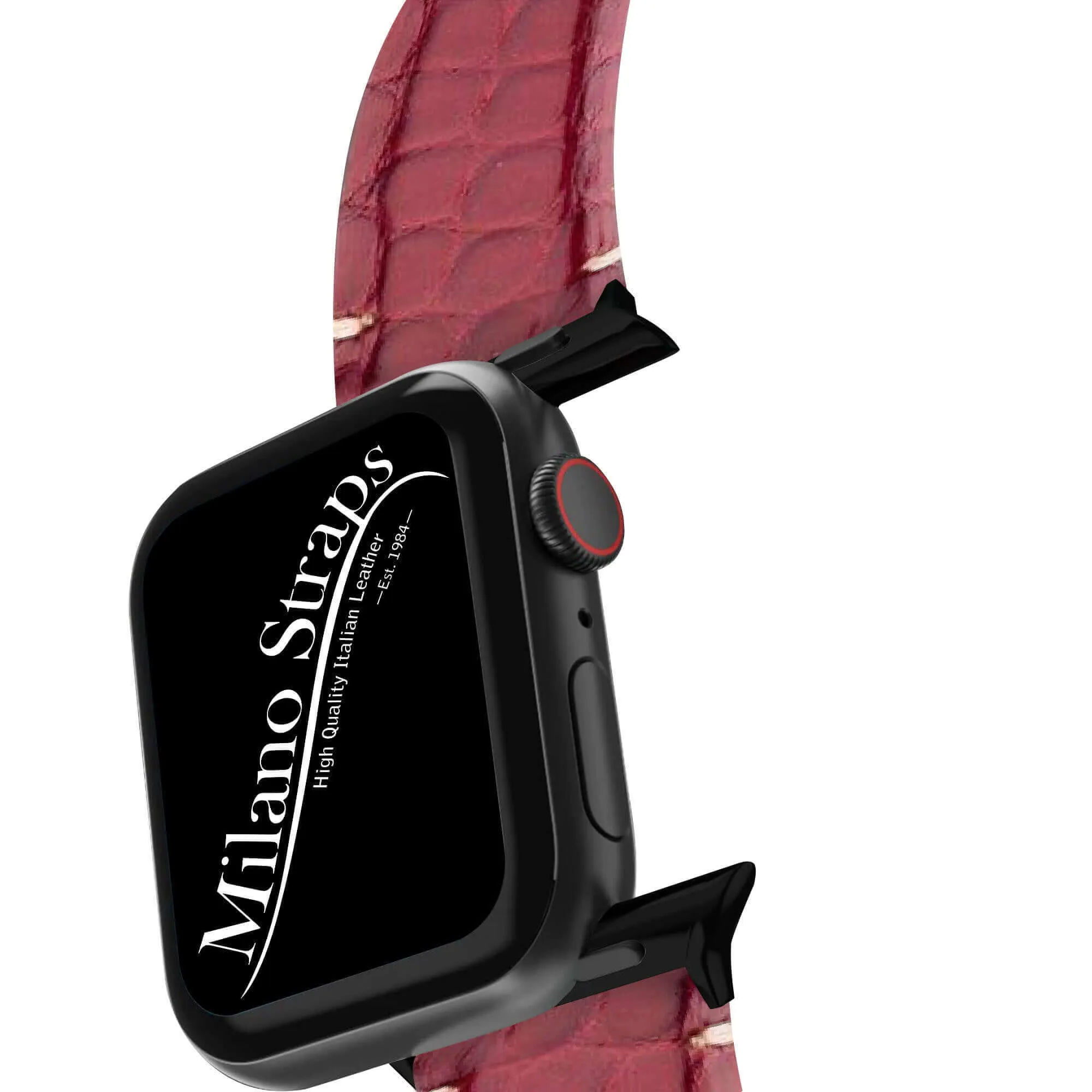 Apple Watch Strap ™  Burgundy Alligator Millennium Minimal Stitches
