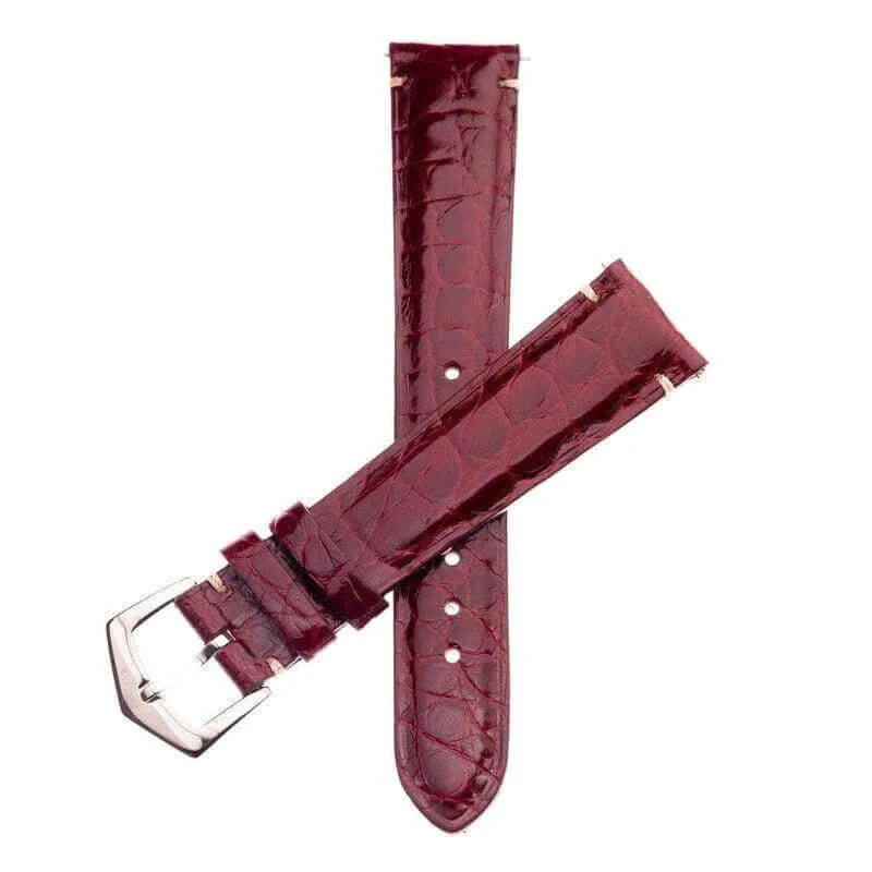 Apple Watch Strap ™  Burgundy Alligator Millennium Minimal Stitches