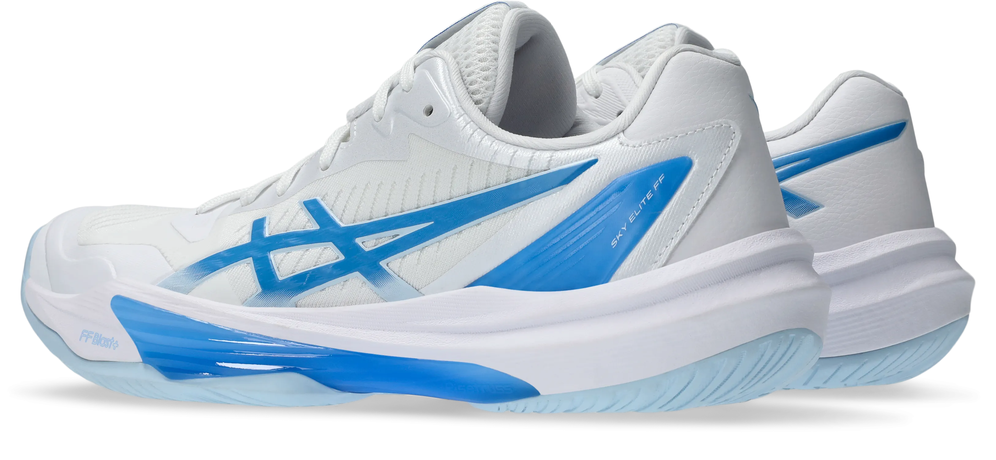 Asics Womens Sky Elite FF Lo 3 Indoor Court Shoes - White/Blue Coast