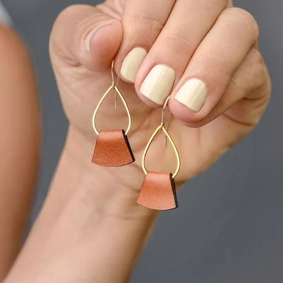 Autumns Twilight Folded Leather Earrings