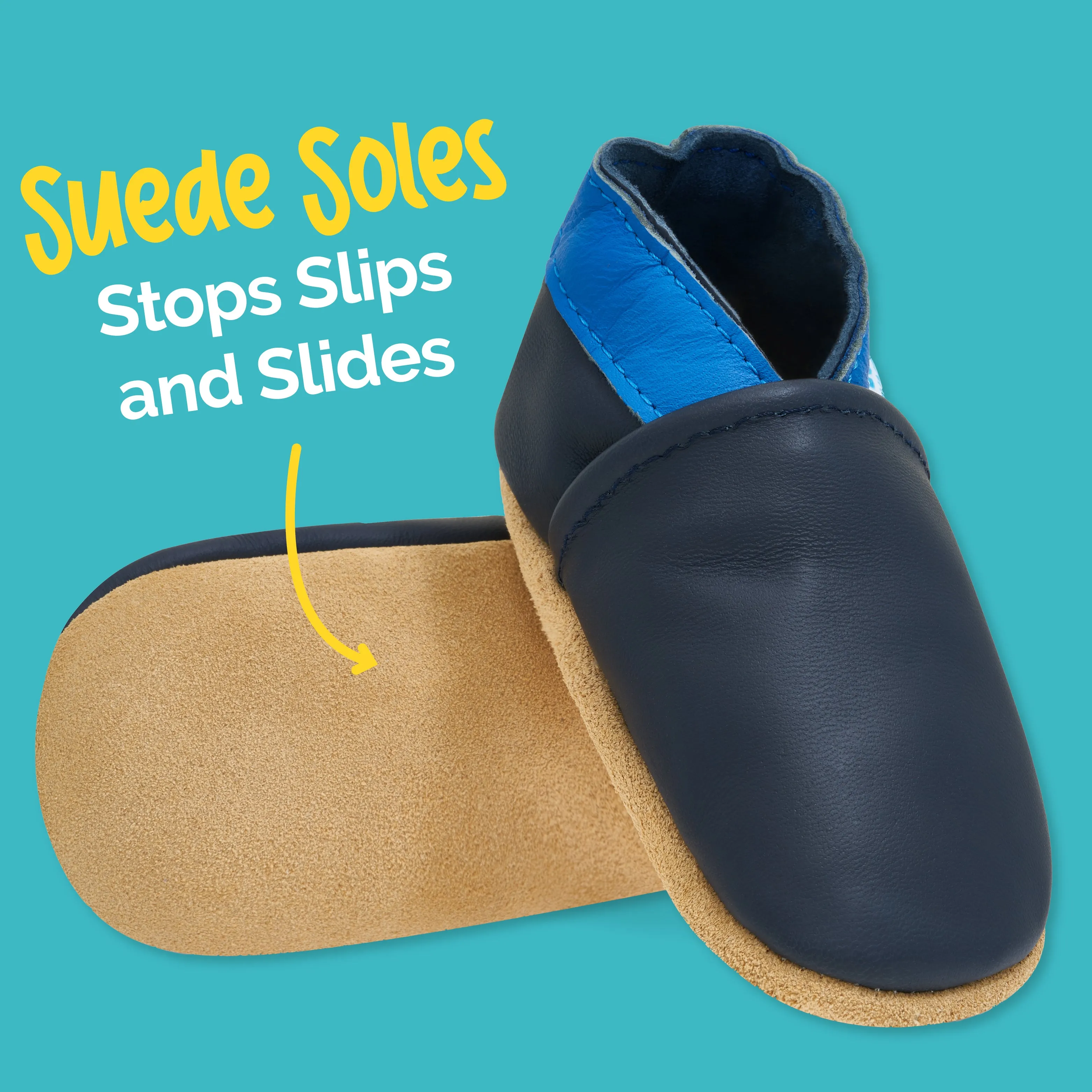 Baby Shoes - Dark Blue with Navy Ankle Trim