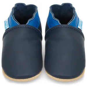 Baby Shoes - Dark Blue with Navy Ankle Trim