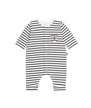Baby Striped Boat Romper in Navy Stirpe