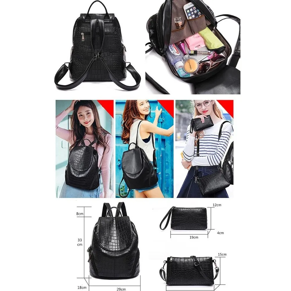 Backpack & Handbag Set  <br>Vegan-Leather