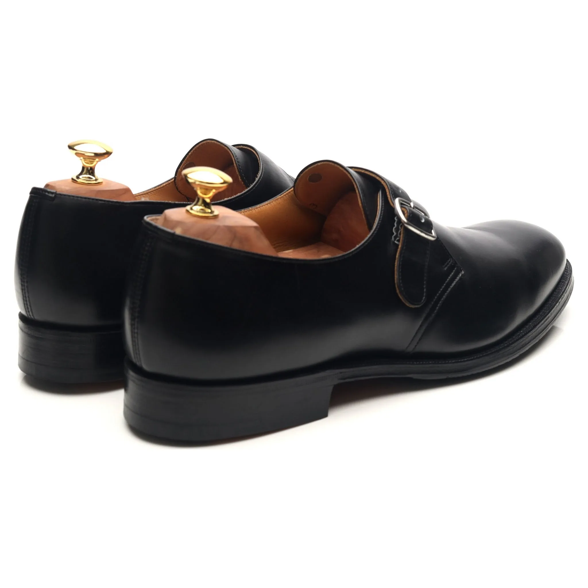 'Becket' Black Leather Monk Strap UK 10 F