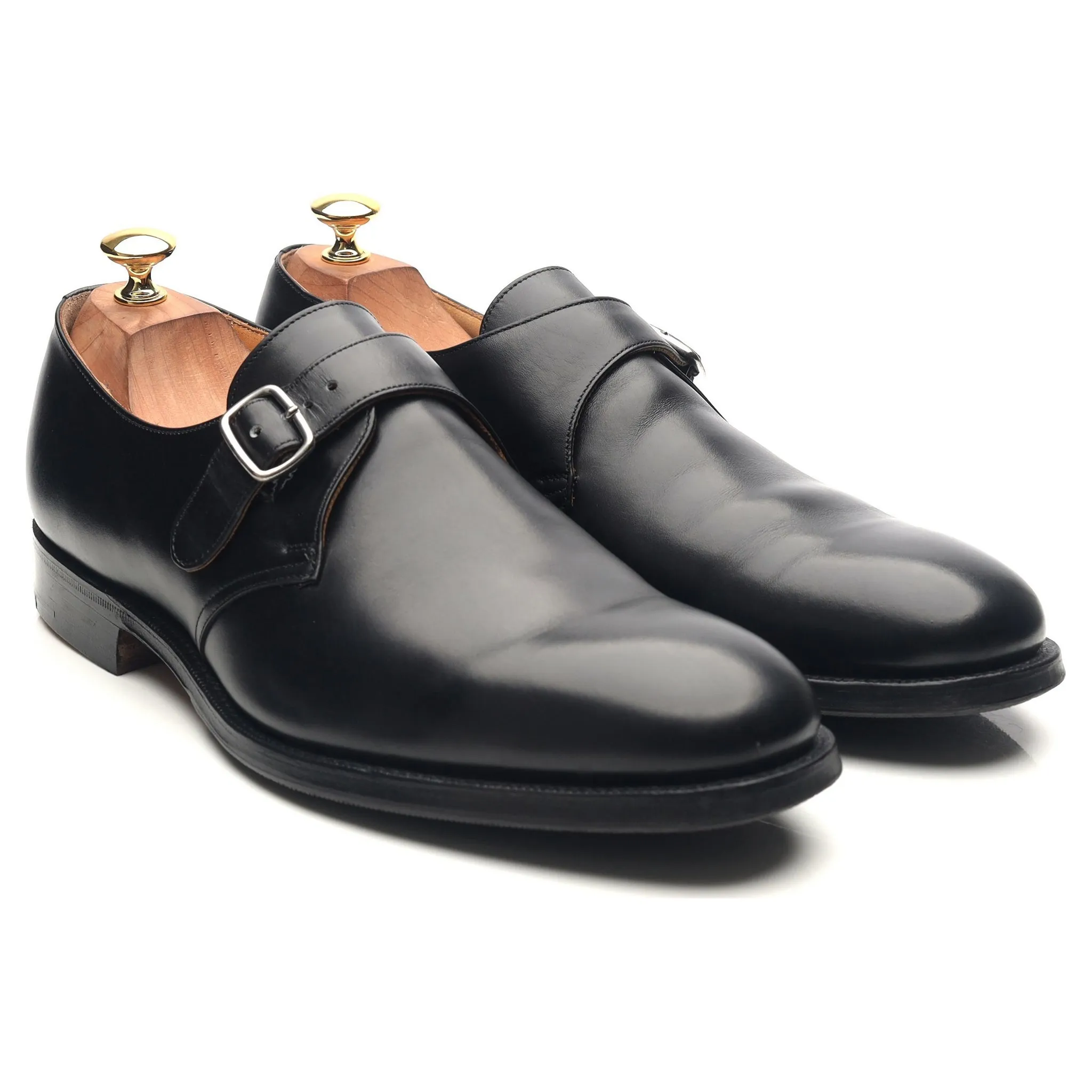 'Becket' Black Leather Monk Strap UK 10 F