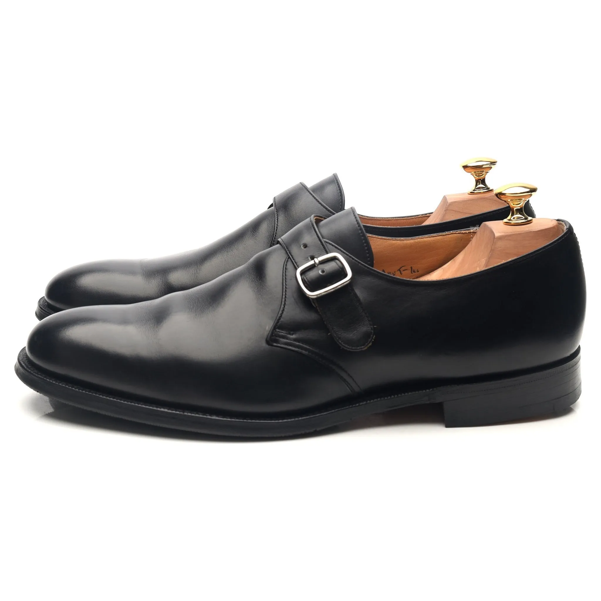'Becket' Black Leather Monk Strap UK 10 F