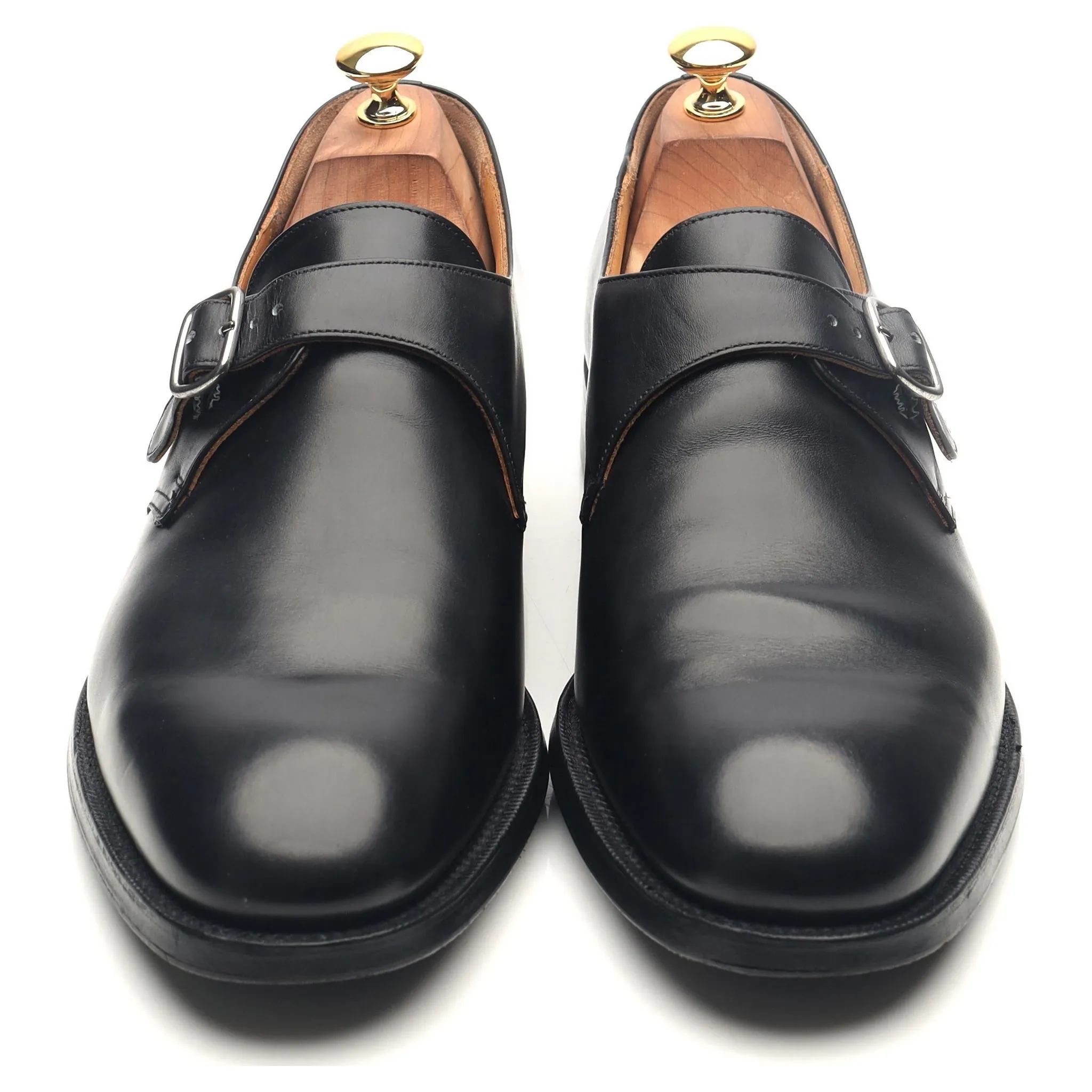 'Becket' Black Leather Monk Strap UK 10 F