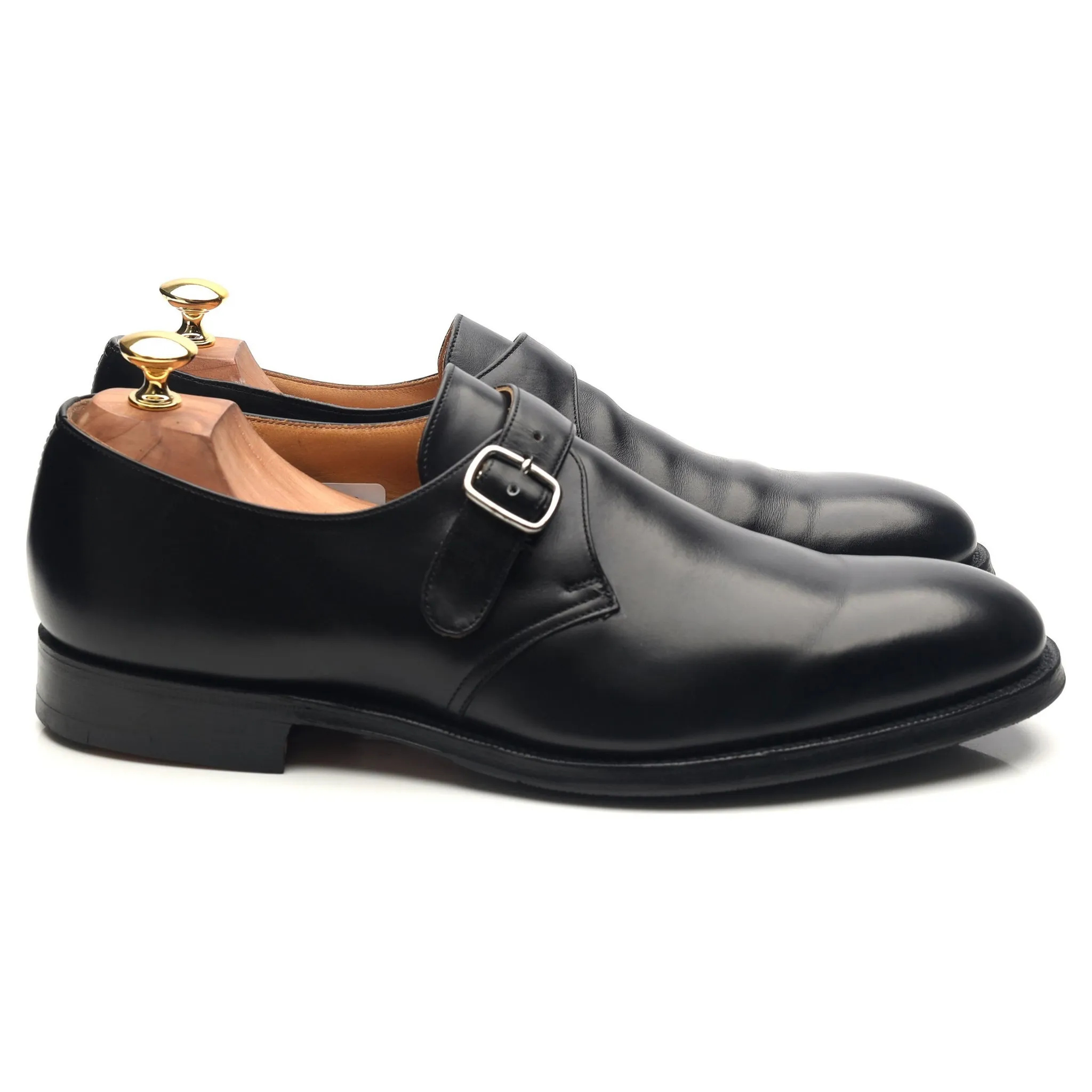 'Becket' Black Leather Monk Strap UK 10 F