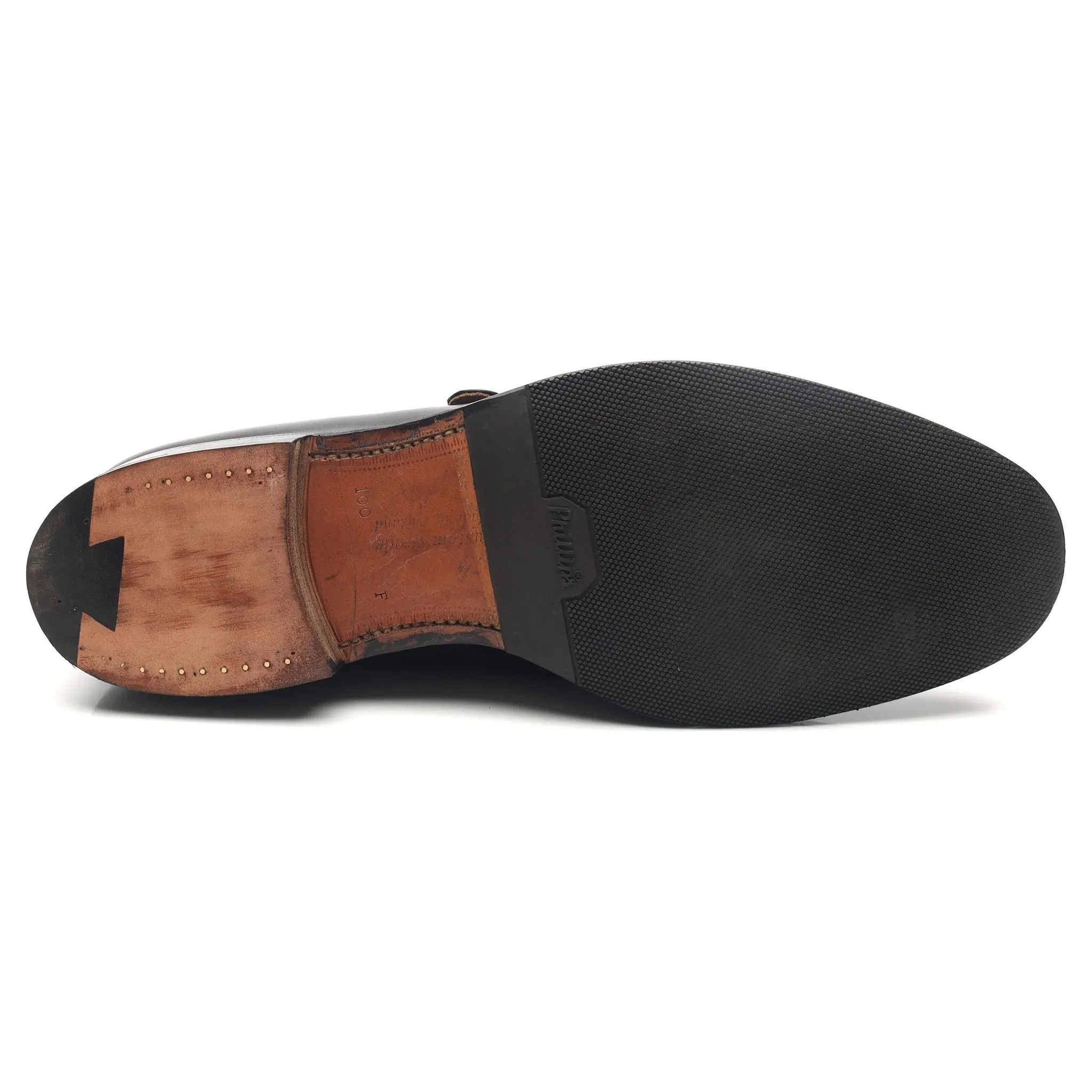 'Becket' Black Leather Monk Strap UK 10 F