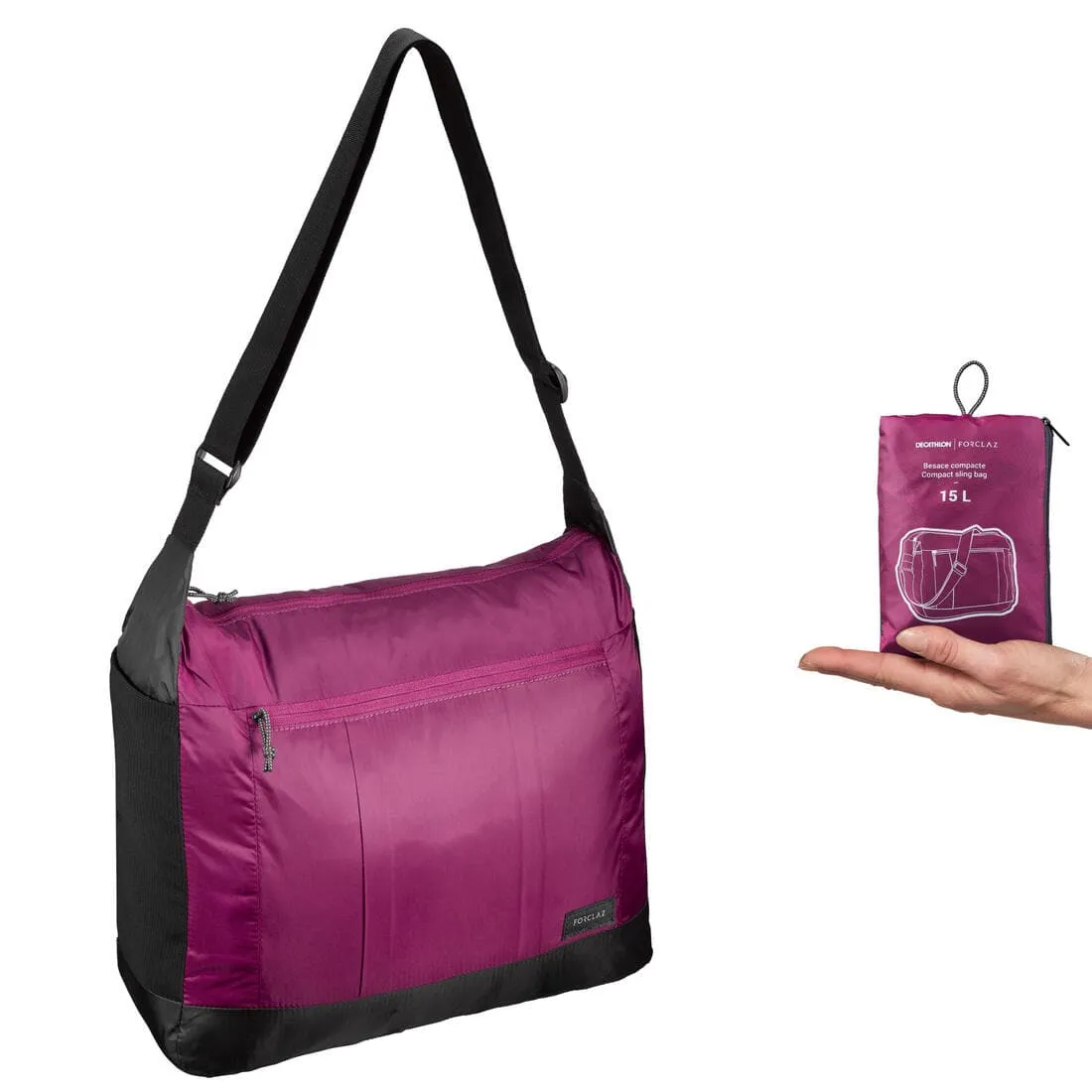 Besace compacte de trek voyage TRAVEL 15L noire