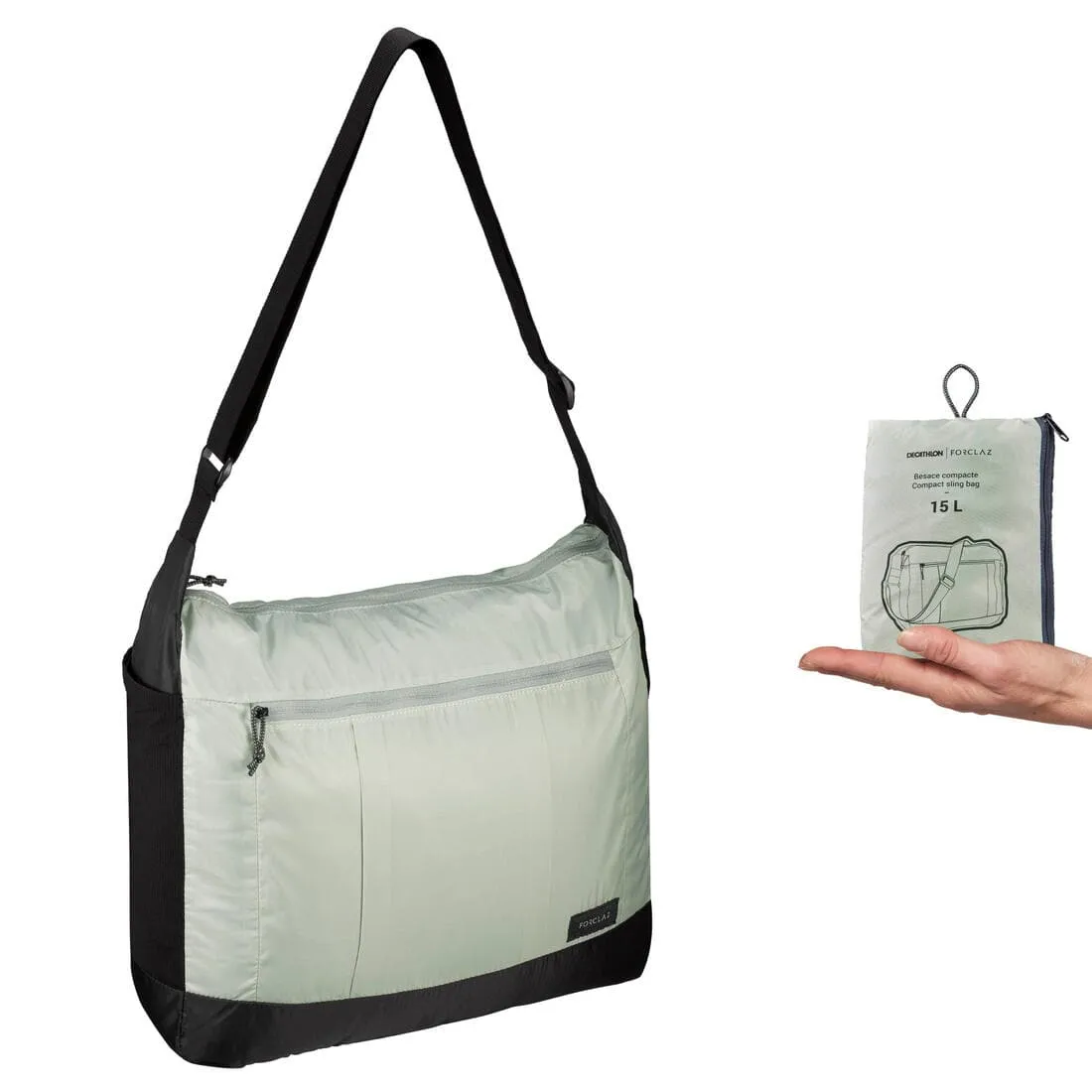 Besace compacte de trek voyage TRAVEL 15L noire