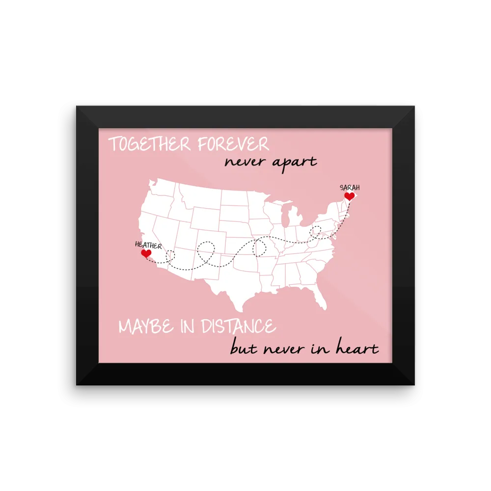 Best Friend Christmas Gift, Lovers, Boyfriend, Girlfriend Long Distance Relationship Map