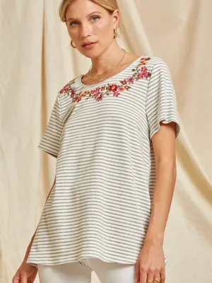 Beyond Basic Top: Grey Stripe